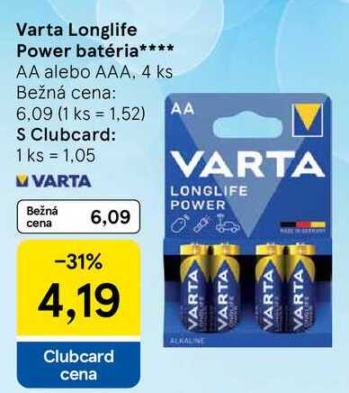 Varta Longlife Power batéria, 4 ks 