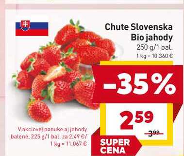 Chute Slovenska Bio jahody 250 g/1 bal.  