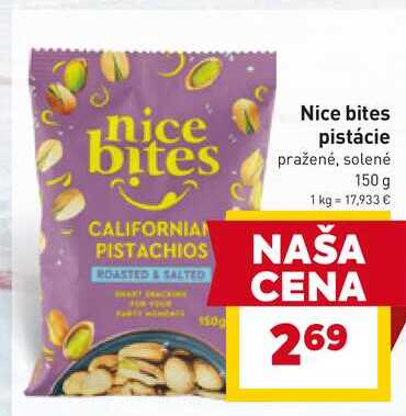 Nice bites pistácie pražené, solené 150 g 