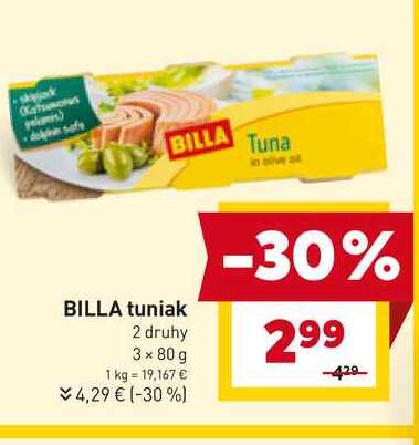 BILLA tuniak 2 druhy 3 x 80g
