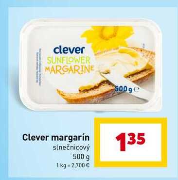 Clever margarín slnečnicový 500 g 