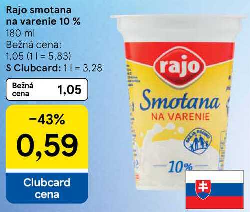 Rajo smotana na varenie 10 %, 180 ml 