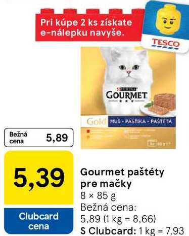 Gourmet paštéty pre mačky, 8x 85 g 