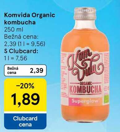 Komvida Organic kombucha, 250 ml 