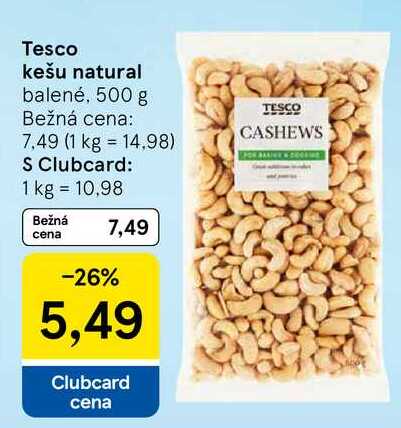 Tesco kešu natural, 500 g 