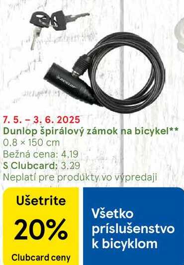 Dunlop špirálový zámok na bicykel