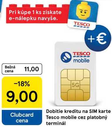 Dobitie kreditu na SIM karte Tesco mobile cez platobný terminál 