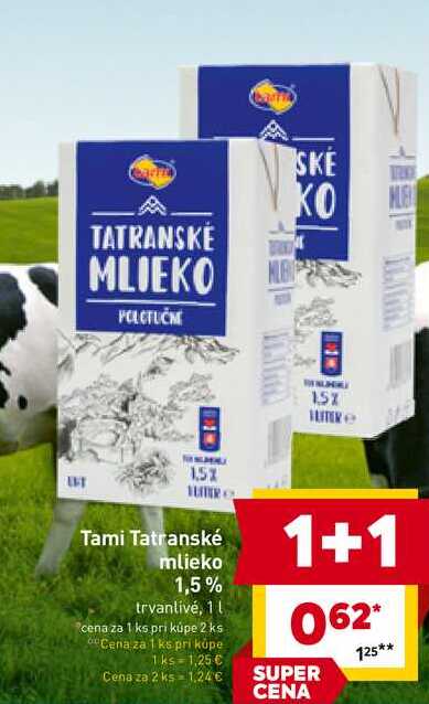 Tami Tatranské mlieko 1,5% trvanlivé, 1l