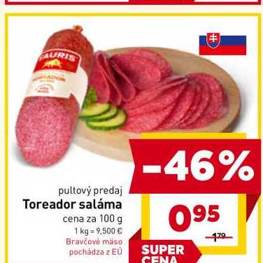 Toreador saláma cena za 100 g