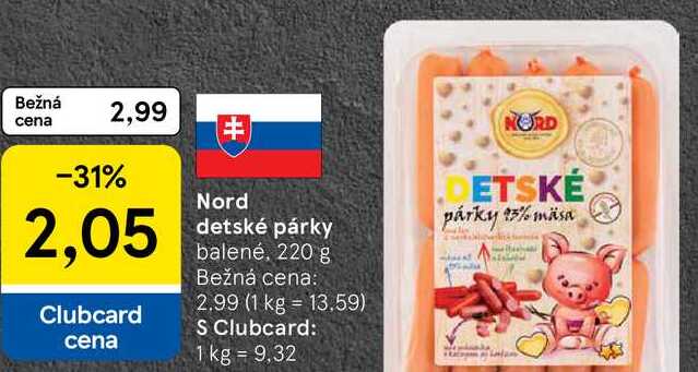 Nord detské párky, 220 g