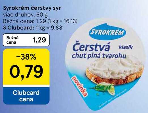 Syrokrém čerstvý syr, 80 g