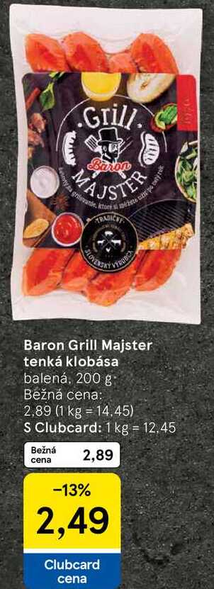 Baron Grill Majster tenká klobása, 200 g