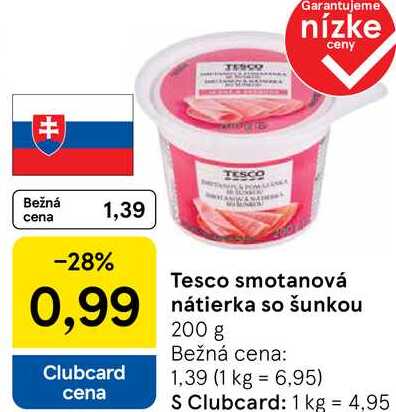 Tesco smotanová nátierka so šunkou, 200 g 