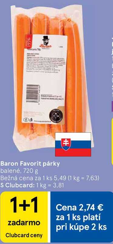 Baron Favorit párky, 720 g 