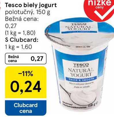Tesco biely jogurt, 150 g