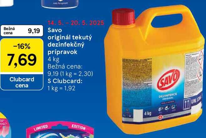 Savo originál tekutý dezinfekčný prípravok, 4 kg