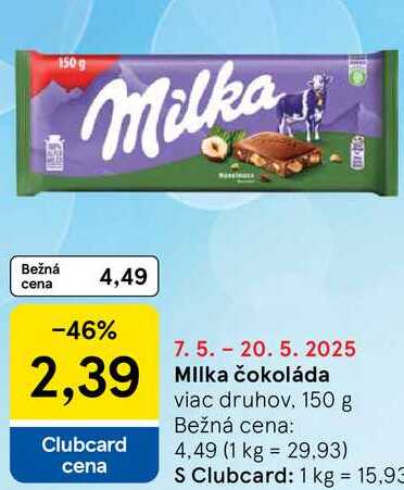 Milka čokoláda, 150 g