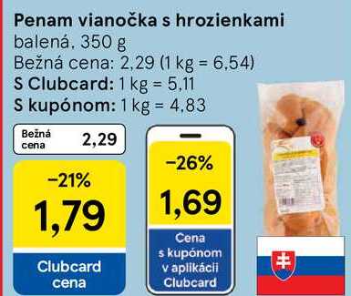 Penam vianočka s hrozienkami, 350 g