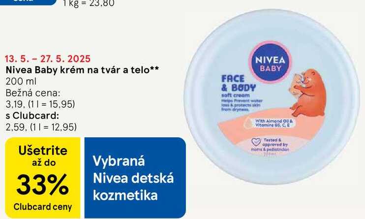 Nivea Baby krém na tvár a telo, 200 ml 