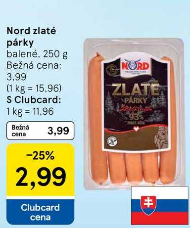 Nord zlaté párky, 250 g 