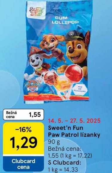 Sweet'n Fun Paw Patrol lízanky, 90 g 
