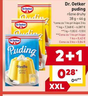 Dr. Oetker puding rôzne druhy 38 g-46g