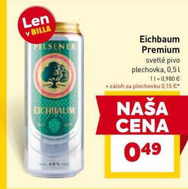 Eichbaum Premium svetlé pivo plechovka, 0,5l