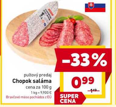 Chopok saláma cena za 100 g 