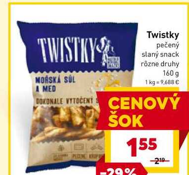 Twistky pečený slaný snack rôzne druhy 160 g
