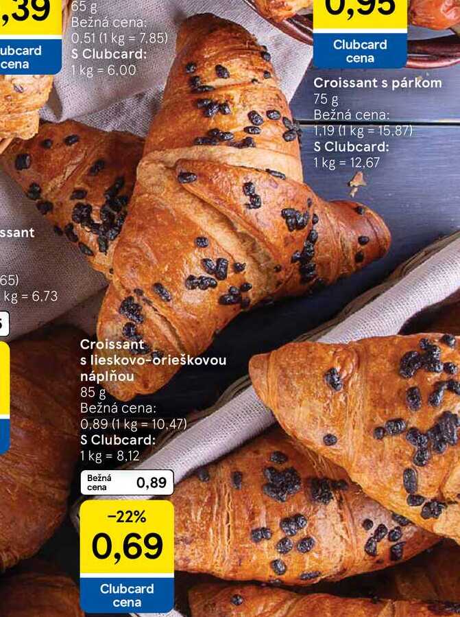 Croissant s lieskovo-orieškovou náplňou, 85 g 