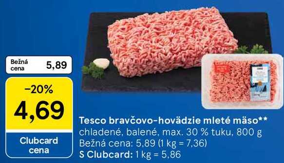 Tesco bravčovo-hovädzie mleté mäso, 800 g 