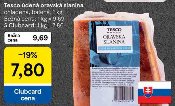 Tesco údená oravská slanina, 1 kg