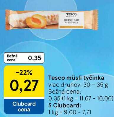 Tesco müsli tyčinka, 30 - 35 g