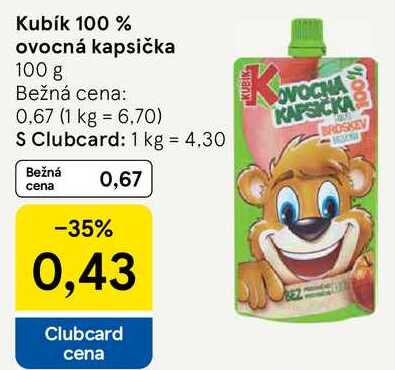 Kubík 100 % ovocná kapsička, 100 g