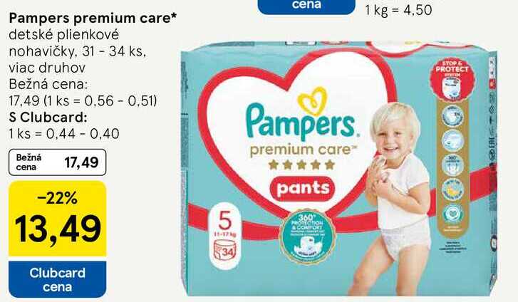Pampers premium care, 31 - 34 ks