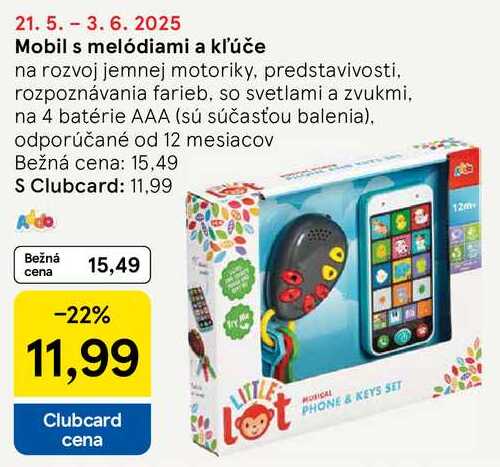 Mobil s melódiami a kľúče 