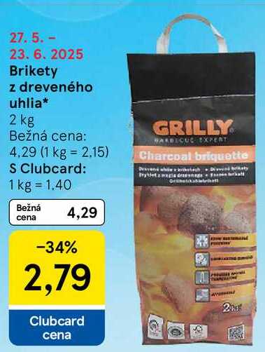 Brikety z dreveného uhlia, 2 kg