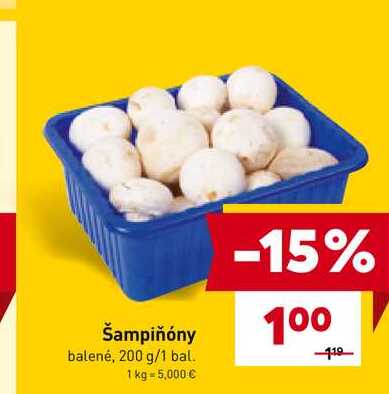 Šampiňóny balené, 200 g/1 bal.