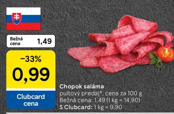 Chopok saláma, cena za 100 g
