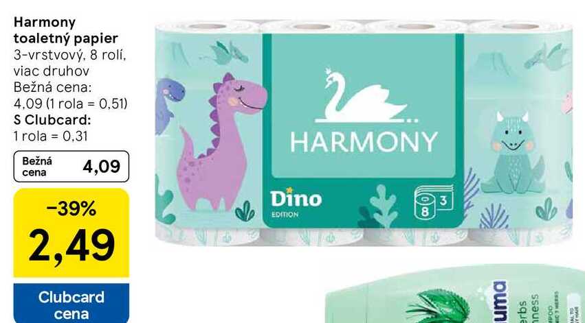 Harmony toaletný papier, 8 rolí