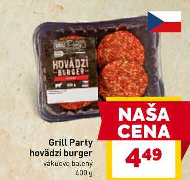 Grill Party hovädzí burger vákuovo balený 400 g 