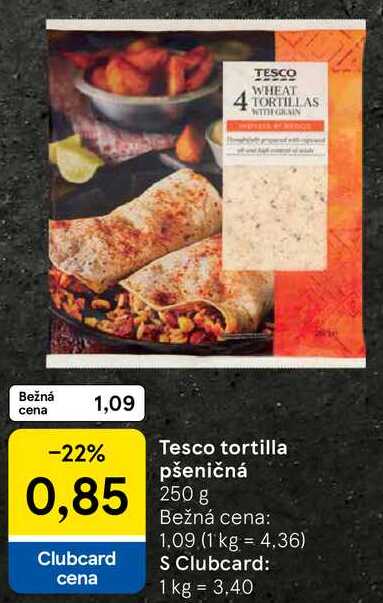 Tesco tortilla pšeničná, 250 g