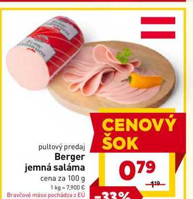 Berger jemná saláma cena za 100 g