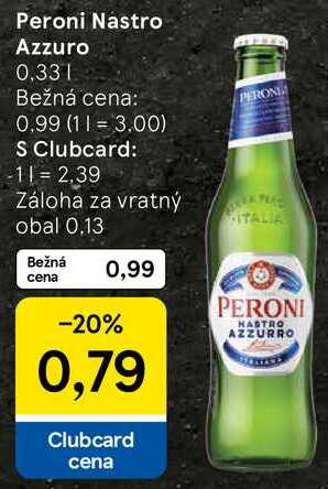 Peroni Nastro Azzuro, 0,33 l