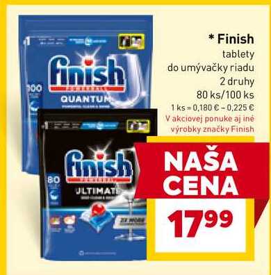 Finish tablety do umývačky riadu 2 druhy 80 ks/100 ks 