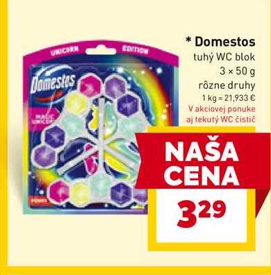Domestos tuhý WC blok 3 x 50g rôzne druhy 