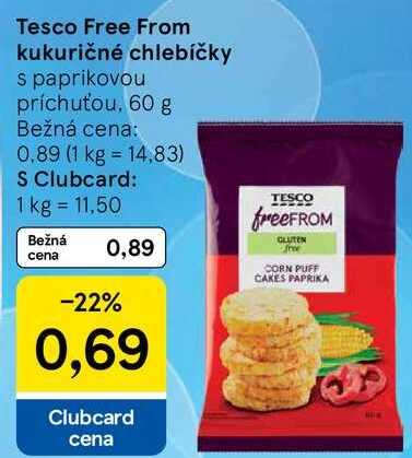 Tesco Free From kukuričné chlebíčky, 60 g