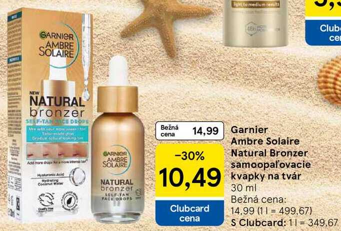 Garnier Ambre Solaire Natural Bronzer samoopaľovacie kvapky na tvár, 30 ml