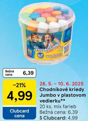 Chodníkové kriedy Jumbo v plastovom vedierku, 20 ks