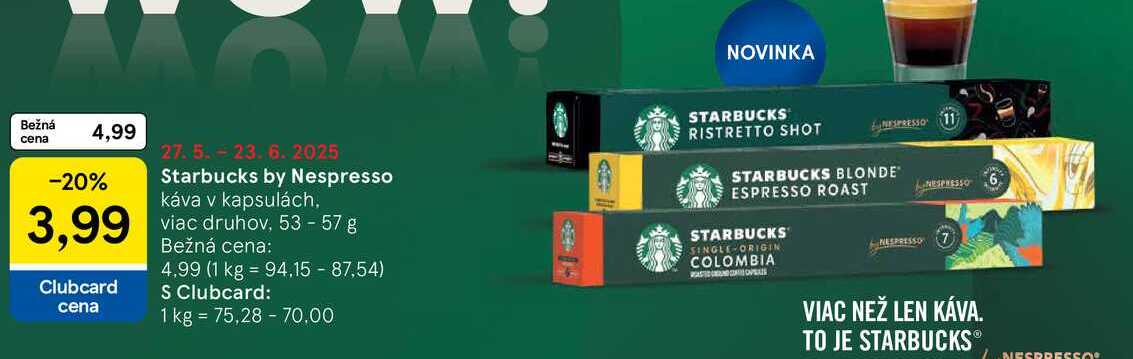 Starbucks by Nespresso, 53 - 57 g